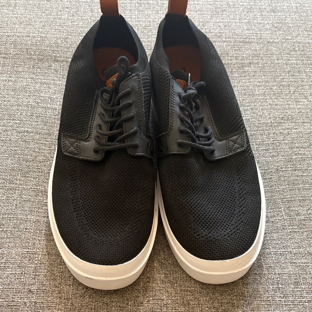 BYLT Basics Black Knit Lace-Up Sneakers with White Sole